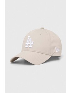 Βαμβακερό καπέλο του μπέιζμπολ New Era χρώμα: μπεζ, LOS ANGELES DODGERS