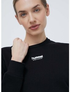 Βαμβακερή μπλούζα Hummel γυναικεία, χρώμα: μαύρο