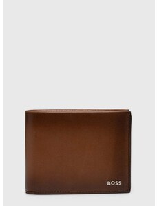 Δερμάτινο πορτοφόλι BOSS ανδρικά, χρώμα: καφέ