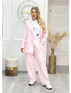 parizianista κοστούμι σετ παντελόνι με σακάκι oversize - Ροζ - 018009
