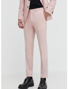 Παντελόνι από μείγμα μαλλιού HUGO χρώμα: ροζ