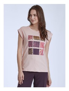 Celestino T-shirt με στάμπα σε animal print σομον για Γυναίκα