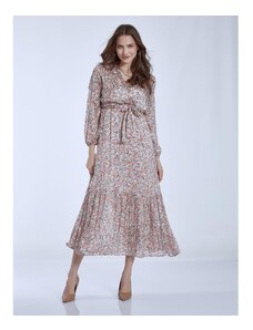Celestino Εμπριμέ maxi φόρεμα με ζώνη σκουρο ροζ για Γυναίκα