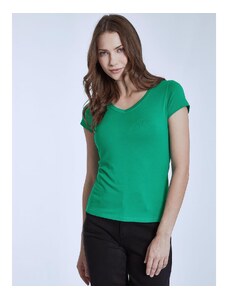 Celestino Μονόχρωμο τ-shirt με βαμβάκι πρασινο για Γυναίκα