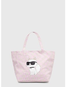 Βαμβακερή τσάντα Karl Lagerfeld χρώμα: μπεζ