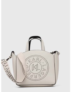 Δερμάτινη τσάντα Karl Lagerfeld χρώμα: άσπρο