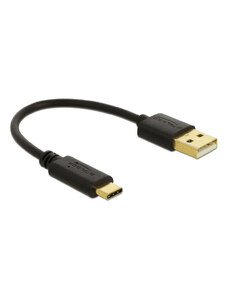 DELOCK καλώδιο USB σε USB Type-C 85354, 3A, 22AWG, 0.15m, μαύρο