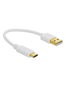 DELOCK καλώδιο USB σε USB Type-C 85355, 3A, 22AWG, 0.15m, λευκό