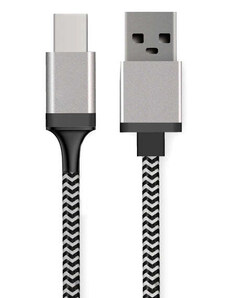 POWERTECH καλώδιο USB σε USB Type-C CAB-U130, 8mm tip, 1.5m, μαύρο-γκρι