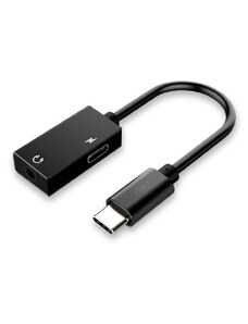 POWERTECH αντάπτορας USB-C σε USB-C & 3.5mm CAB-UC053, 0.11m, μαύρος