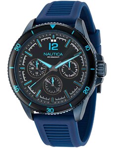 NAUTICA NCT Windrose - NAPWRS401, Black case with Blue Rubber Strap