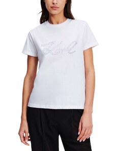 KARL LAGERFELD T-Shirt Rhinestone Logo 241W1713 100 white