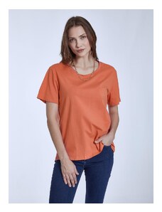Celestino T-shirt με βαμβάκι πορτοκαλι για Γυναίκα