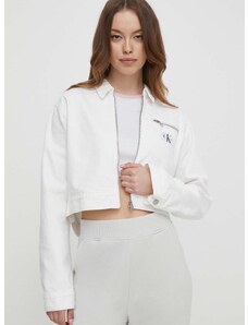 Τζιν μπουφάν Calvin Klein Jeans χρώμα: άσπρο