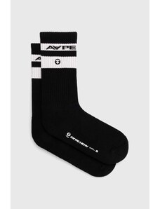 Κάλτσες AAPE Rib w/ Stripe χρώμα: μαύρο, ASO5135