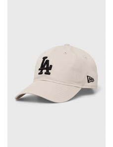 Βαμβακερό καπέλο του μπέιζμπολ New Era χρώμα: μπεζ, LOS ANGELES DODGERS