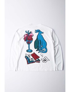 Βαμβακερή μπλούζα με μακριά μανίκια by Parra Wine and Books χρώμα: άσπρο, 51116
