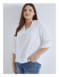 Celestino Μονόχρωμη μπλούζα με πιέτα λευκο για Γυναίκα