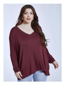 Celestino Oversized μπλούζα με v λαιμόκοψη μπορντο για Γυναίκα