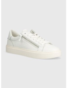 Δερμάτινα αθλητικά παπούτσια Calvin Klein LOW TOP LACE UP W/ZIP χρώμα: άσπρο, HM0HM01475
