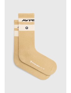 Κάλτσες AAPE Rib w/ Stripe χρώμα: μπεζ, ASO5135