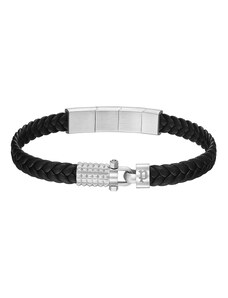 POLICE Bracelet Wrath | Black Leather - Silver Stainless Steel PEAGB0036601