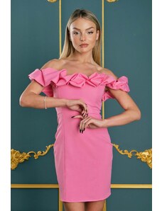 Joy Fashion House Esmeralda μίνι φόρεμα με βολάν ροζ