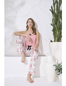 Homewear Πιτζάμα Γυναικεία με τιραντάκι και μακρύ παντελόνι Milkshake