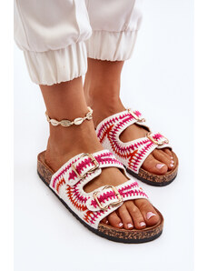 Kesi Women's slippers with cork sole, white Fannea