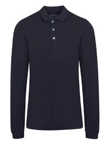 Prince Oliver Long Sleeve Polo in Cotton Μαύρο (Modern Fit)