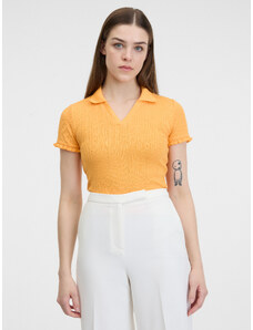 Orsay Yellow Womens Ribbed Polo T-Shirt - Γυναικεία