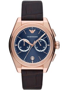 EMPORIO ARMANI Federico Chronograph - AR11563, Rose Gold case with Brown Leather Strap
