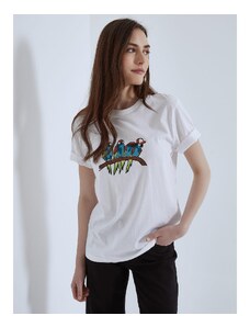 Celestino Unisex βαμβακερό t-shirt με παπαγάλους λευκο για Γυναίκα