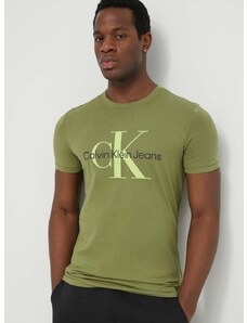Βαμβακερό μπλουζάκι Calvin Klein Jeans ανδρικά, χρώμα: πράσινο