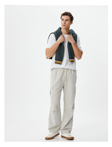 Koton Cargo Parachute Loose Trousers with Elastic Waist Pocket Detail and Stoppers