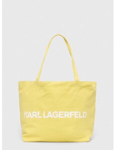 Βαμβακερή τσάντα Karl Lagerfeld χρώμα: κίτρινο