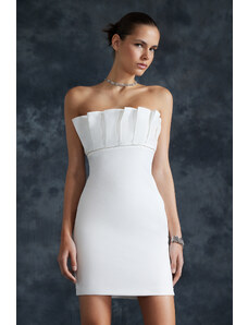 Trendyol Bridal White Collar Detailed Wedding/Nikah Elegant Evening Dress