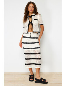 Trendyol Bone Lined Skirt Openwork/Perforated Knitwear Two Piece Set