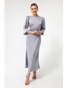 Lafaba Women's Gray Engagement Dress with Long Balloon Sleeves