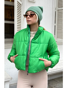 Trend Alaçatı Stili Χειμωνιάτικο Μπουφάν - Πράσινο - Puffer