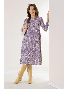 By Saygı Double Pleat Shawl Patterned Pocket Woven Lycra Viscose Dress