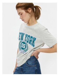 Koton New York T-Shirt Printed Crew Neck Short Sleeve