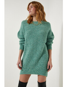 Happiness İstanbul Women's Aqua Green Oversize Long Basic Knitwear Sweater