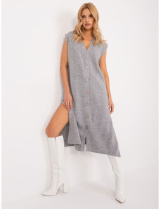 Fashionhunters Gray knitted dress with slits