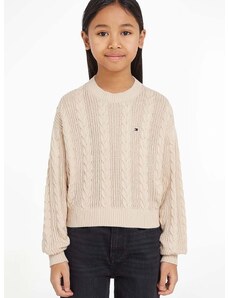 Παιδικό βαμβακερό πουλόβερ Tommy Hilfiger χρώμα: μπεζ