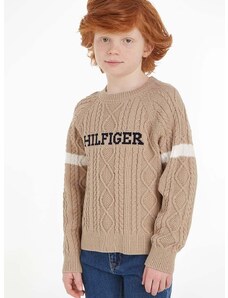 Παιδικό πουλόβερ Tommy Hilfiger χρώμα: μπεζ