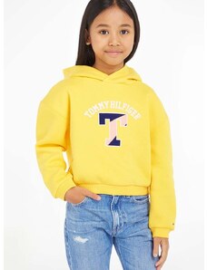 Παιδική μπλούζα Tommy Hilfiger χρώμα: κίτρινο, με κουκούλα