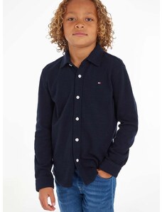 Παιδικό βαμβακερό πουκάμισο Tommy Hilfiger χρώμα: ναυτικό μπλε