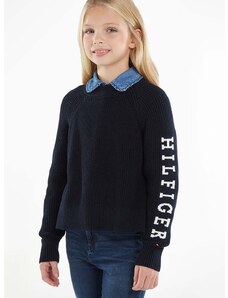 Παιδικό βαμβακερό πουλόβερ Tommy Hilfiger χρώμα: ναυτικό μπλε