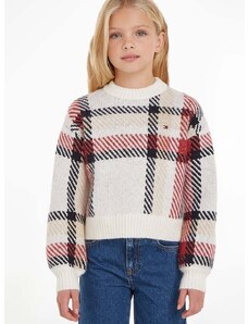 Παιδικό πουλόβερ από μείγμα μαλλιού Tommy Hilfiger χρώμα: άσπρο